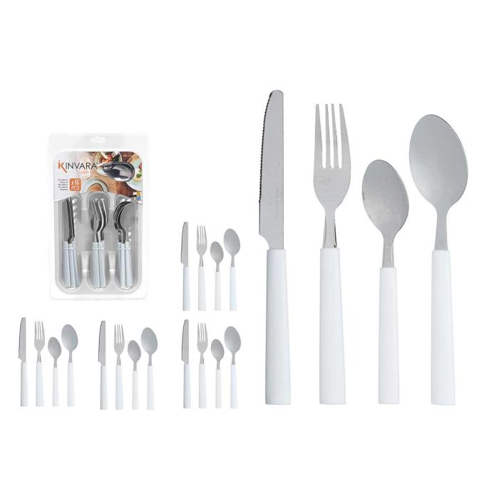 Set 16 Cubiertos Kinvara con Cubertero Blanco - 23x38x5 cm (6 Unidades) Set 16 Cubiertos Kinvara con Cubertero Blanco - 23x38x5 cm (6 Unidades)