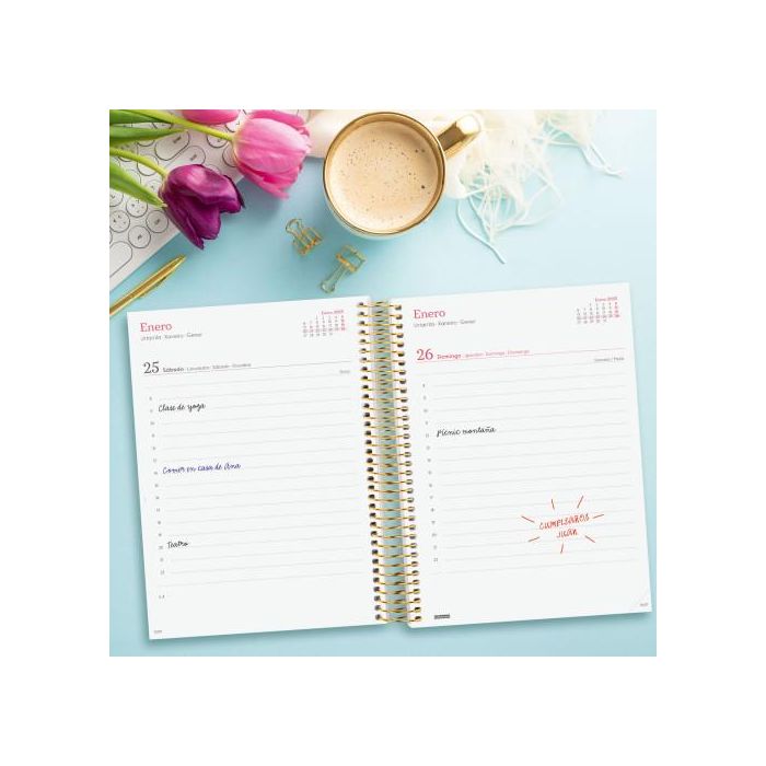 Finocam Agenda Anual Design Collection Espiral E10-155x212 mm 1Dp Goldy 2025 2