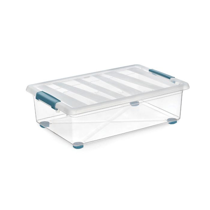 Domo Pack Living Caja de almacenaje transparente 28l polipropileno con ruedas y asas ergonómicas 59x39x18,5cm 1 Domo Pack Living Caja de almacenaje transparente 28l polipropileno con ruedas y asas ergonómicas 59x39x18,5cm 1