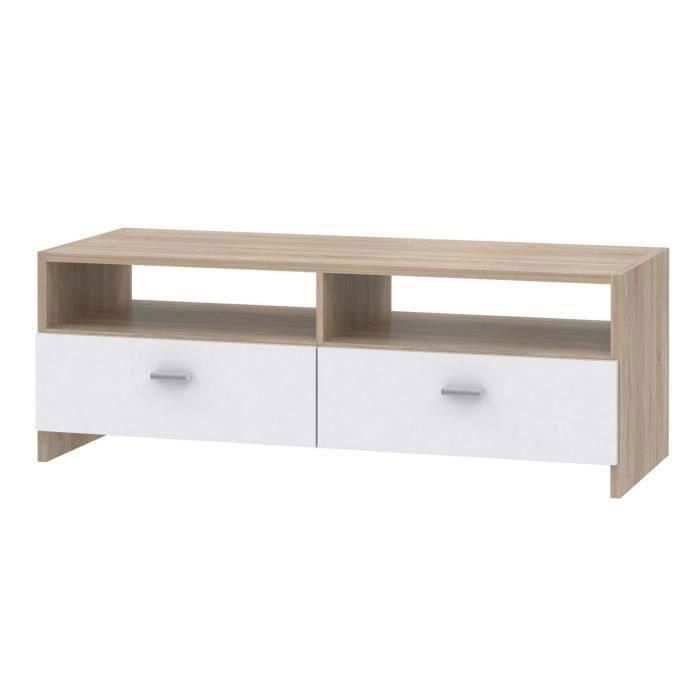 FINLANDEK Base para televisor HELPPO contemporánea blanca mate con efecto roble - An. 95 cm 3 FINLANDEK Base para televisor HELPPO contemporánea blanca mate con efecto roble - An. 95 cm 3