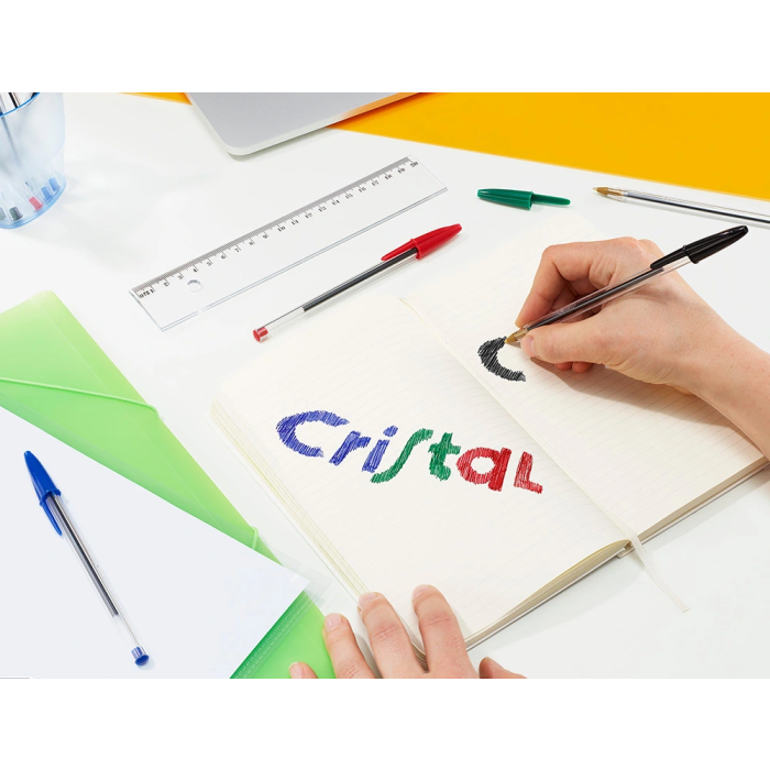 Bic Boligrafo Cristal Mega Tubo 16+4 Unidades Colores Surtidos 8 Azul / 5 Negro / 4 Rojo / 3 Verde 5