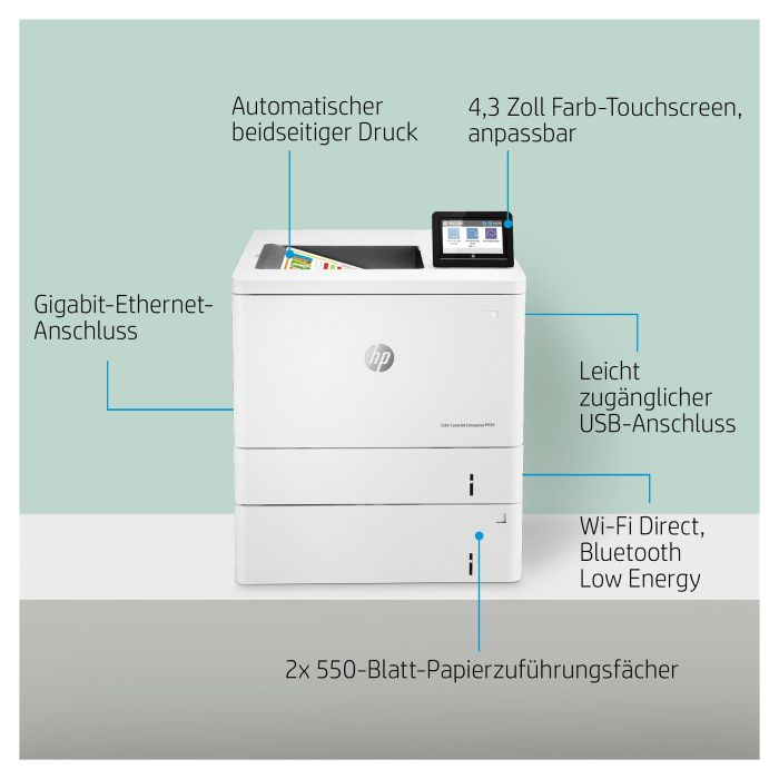 HP Color LaserJet Enterprise M555x Impresora Láser Color A4 38 ppm LAN WiFi Duplex 1200x1200 DPI