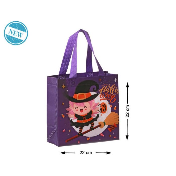 Bolsa Recoge Caramelos Bruja Lila Infantil Halloween 22x22x10 cm