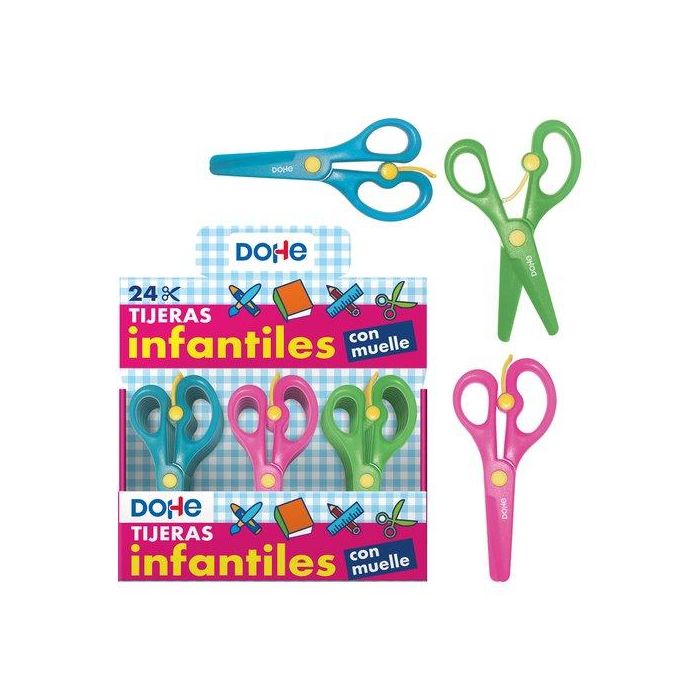 Tijera Escolar Dohe Con Muelle Expositor De 24 (3 Col.)