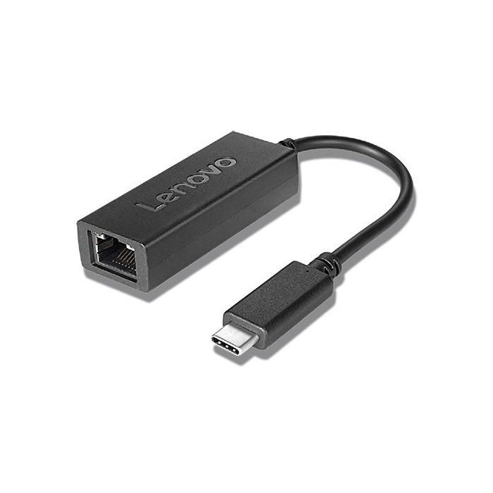 Lenovo Adaptador USB-C a Ethernet RJ-45, Negro, para Notebooks, Transferencia Rápida de Archivos