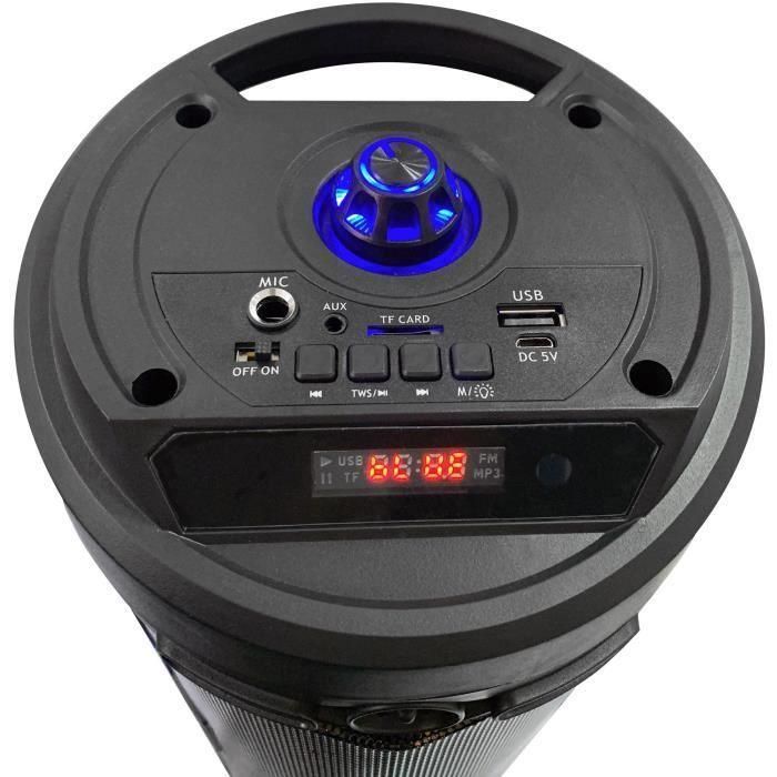 INOVALLEY KA03-N - Altavoz con luz Bluetooth - 400 W - Función Karaoke - Luces LED de colores - Puerto USB 5