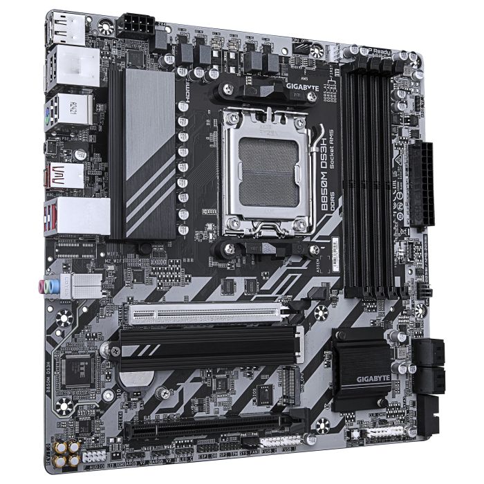 Gigabyte Placa Base B850M DS3H, 9MB85MS3H-00-G10, Chipset AMD B850, Socket AM5, DDR5 hasta 8200MHz, PCIe 5.0 M.2, LAN 2.5, USB 3.2 Gen 2 2