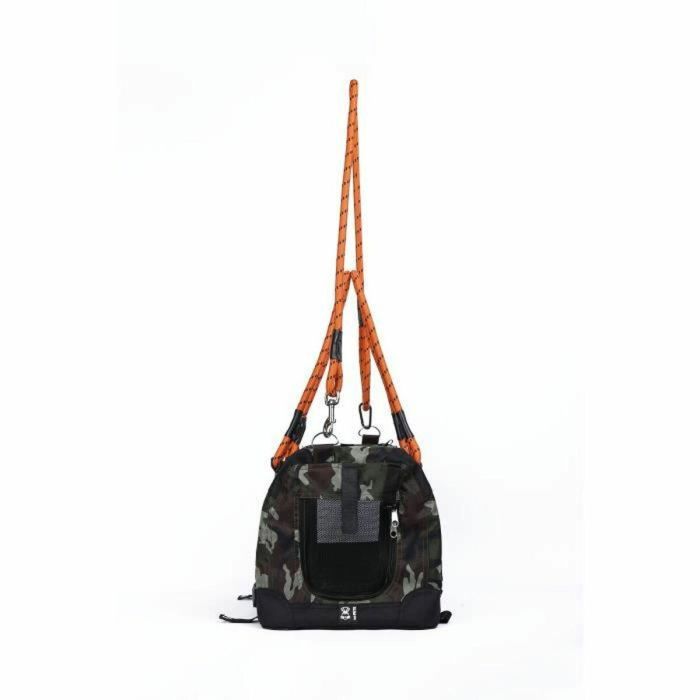 M Pets MPE6953182740902 Bolsa de transporte REMIX 2 en 1 Camuflaje y Naranja 41x28x28 cm Plegable Ligera con Arnés 5
