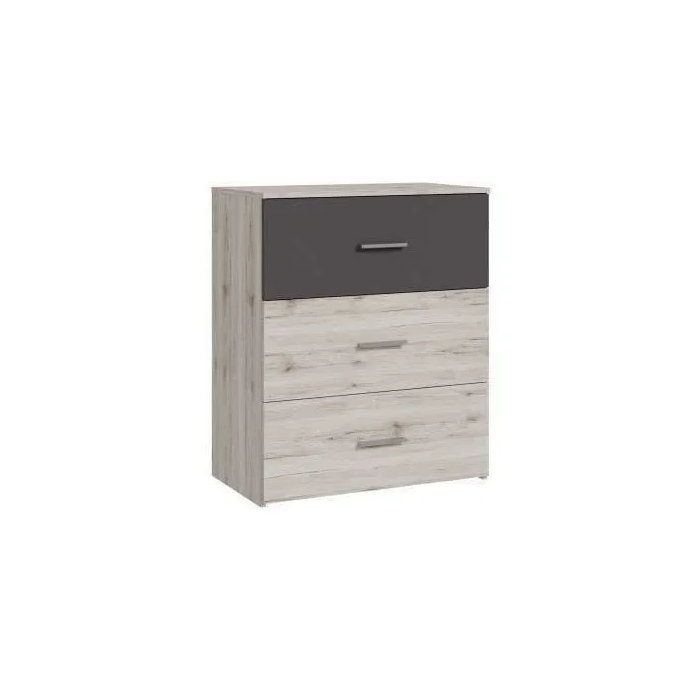 Comoda ADRIAIRDK211J51 3 cajones Roble fresno / Gris liso 75,2 x 41,3 x 89,7 cm 1