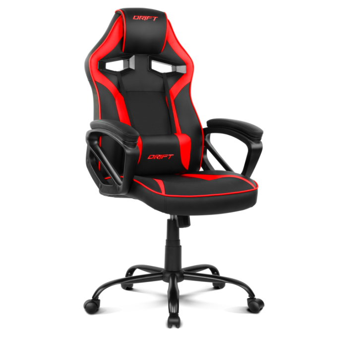 Drift DR50 Silla Gaming Black Red - Reposabrazos Acolchados, Materiales Premium, Pistón Clase 4