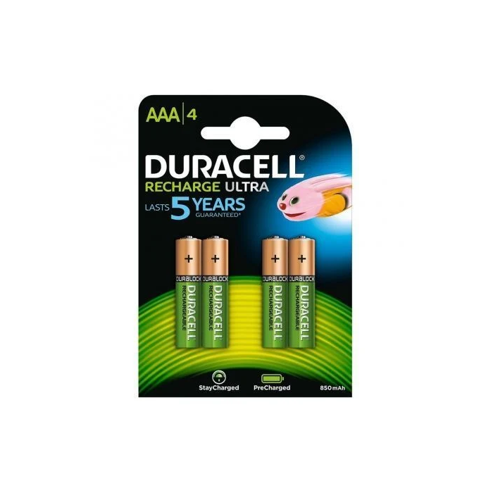 Duracell HR03-A Pack 4 Pilas AAA Recargables NiMH 1.2V 850mAh PreCharged Duralock POWER PRESERVE Tecnología
