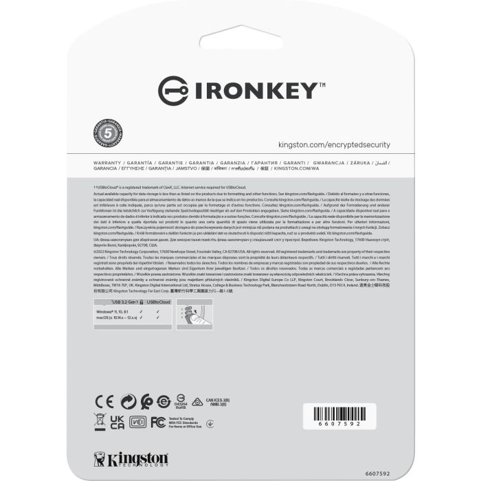 Kingston IronKey IKLP50 USB 3.2 64GB, 145MB/s, Encriptación AES 256-bit, Protección por Contraseña, Plata 3