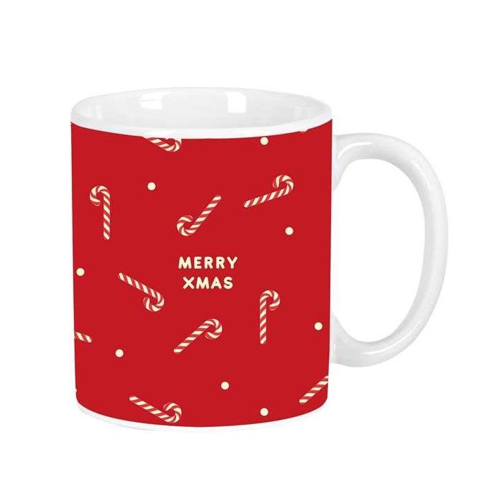 Safta Taza Grande Caramelos Merry Xmas 8x9,5x8cm, Diseño Navideño Festivo