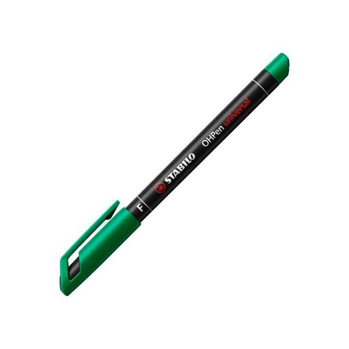 Stabilo Marcador Permanente Universal OHPen Tinta Permanente Punta Fina 0.7 mm Verde Caja 10 Unidades
