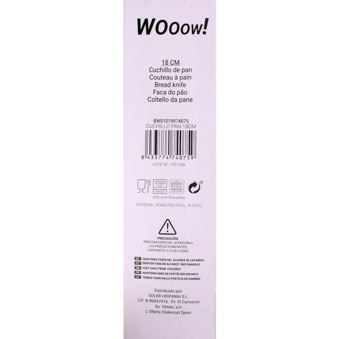 Cuchillo para pan Wooow 18 cm (36 Unidades) 1 Cuchillo para pan Wooow 18 cm (36 Unidades) 1