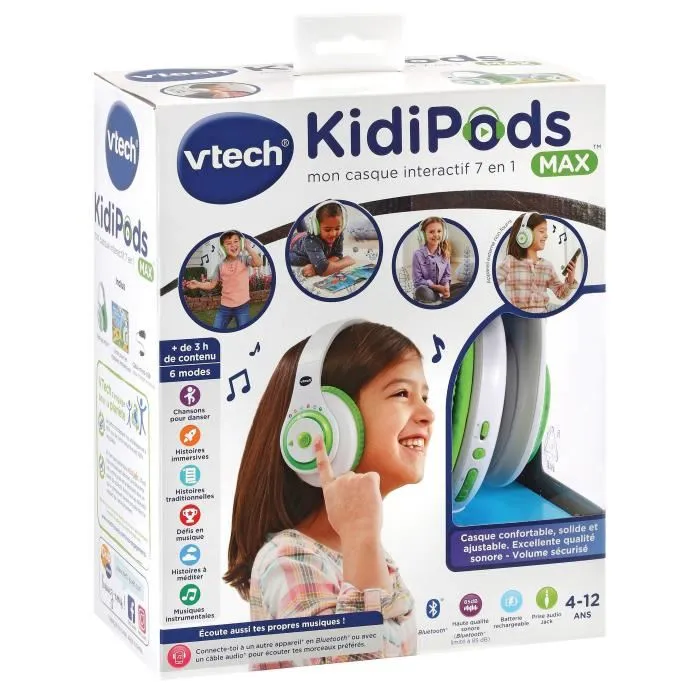 Vtech Kidipods Max - Mis auriculares interactivos 7 en 1 para niños, idioma francés, con calidad de audio y limitador de sonido 85dB 2