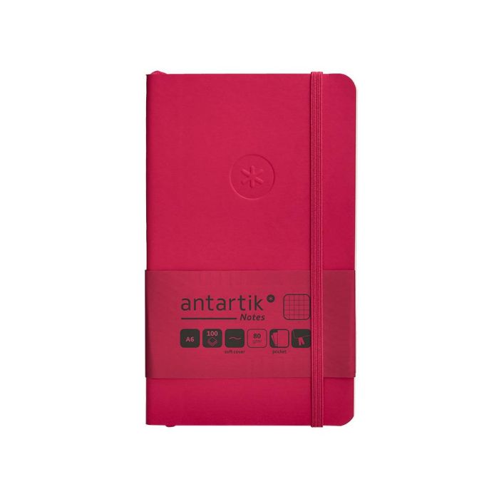 Cuaderno Con Gomilla Antartik Notes Tapa Blanda A6 Cuadricula Burdeos 100 Hojas 80 gr Fsc 1