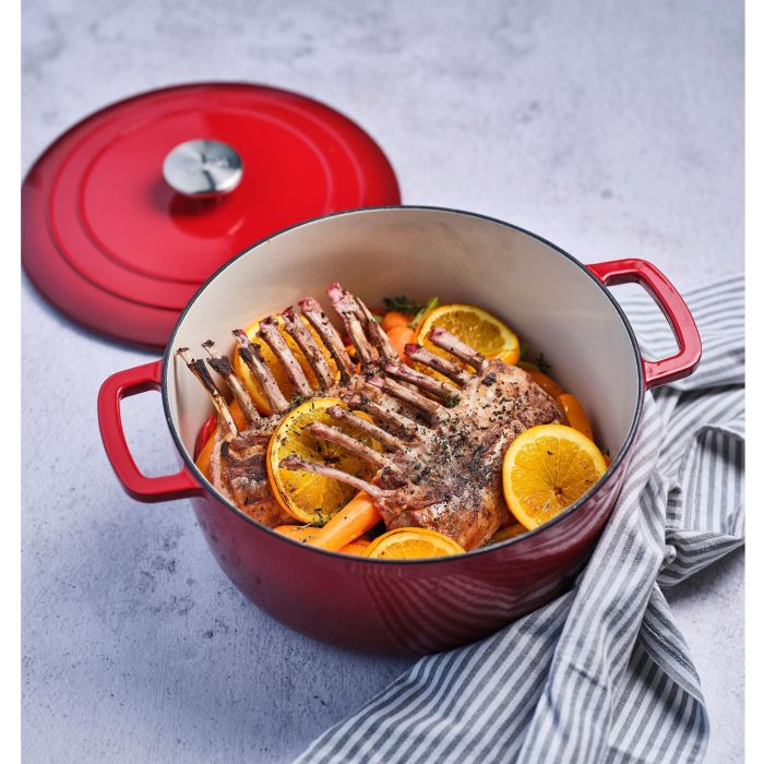 Cacerola con tapa - ACOGEDORA Y MODERNA - FONTESTIC - Hierro fundido esmaltado - Ø28 cm - 6,15 L - Apta para todo tipo de cocinas, incluida la de inducción - Roja 2