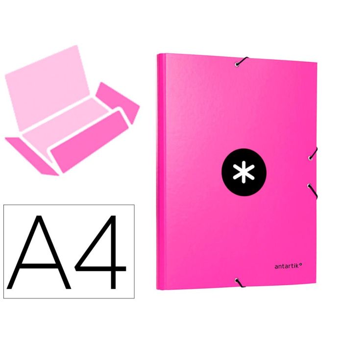 Carpeta Antartik Gomas A4 3 Solapas Carton Forrado Color Rosa