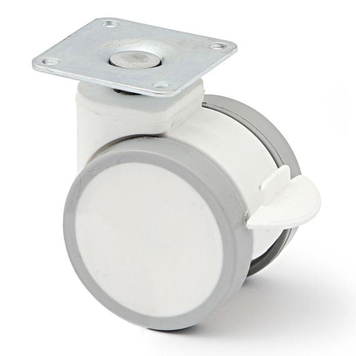 Q&Q Rueda Giratoria Duncan Ø50 H64 Blanco con Freno