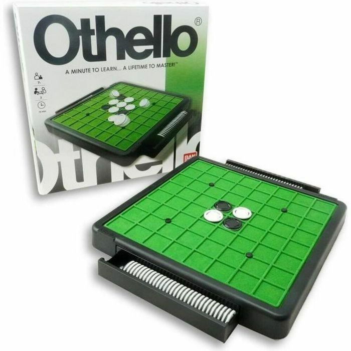 Bandai Juego de Mesa Othello | Estrategia para 2 Jugadores | Edad 7+ Años | Partidas 20 Min | Incluye 64 Fichas Negras/Blancas