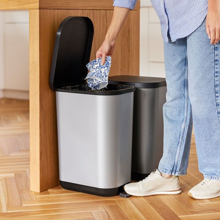 Cubo de basura Rotho Ribo Silver Plata Plástico 35 L 2 Cubo de basura Rotho Ribo Silver Plata Plástico 35 L 2