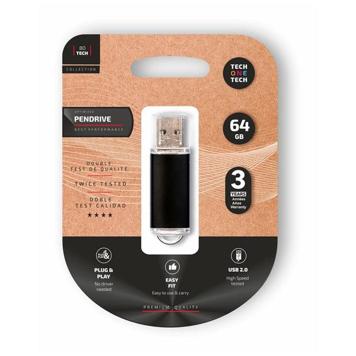 Memoria Usb 64Gb Tech-One-Tech Basic 2.0 Negro (Incluye Canon Lpi De 0.24 )