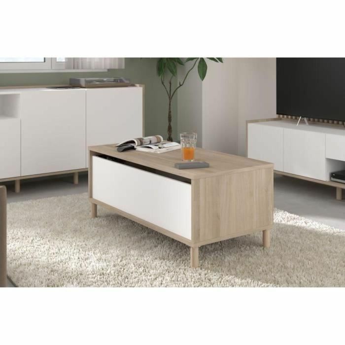 Parisot MORPHOS0400TABA Mesa de Centro Elevable MORPHOS Rectangular Blanco/Roble 100x50x43.6 cm 5