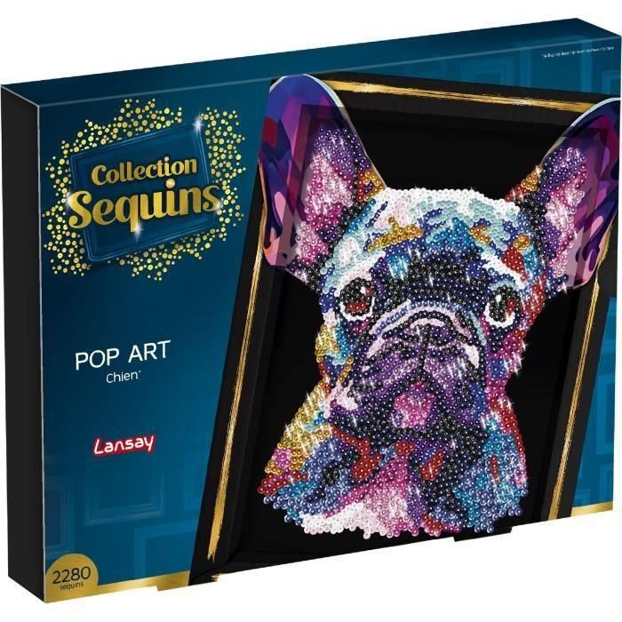 Kit de ocio creativo - LANSAY - Colección Lentejuelas - Perro pop art - A partir de 14 años Kit de ocio creativo - LANSAY - Colección Lentejuelas - Perro pop art - A partir de 14 años