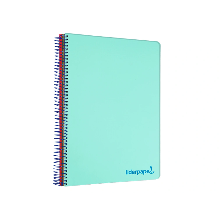 Liderpapel Cuaderno espiral A4 Micro Wonder tapa plástico 120 hojas 90gr cuadro 5mm banda 4 taladro color verde turquesa 3