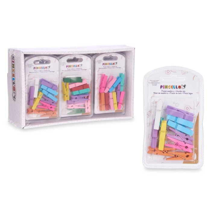 Set 10 Pinzas Madera Multicolor Med Pincello 7X12CM (24 Unidades) 2 Set 10 Pinzas Madera Multicolor Med Pincello 7X12CM (24 Unidades) 2