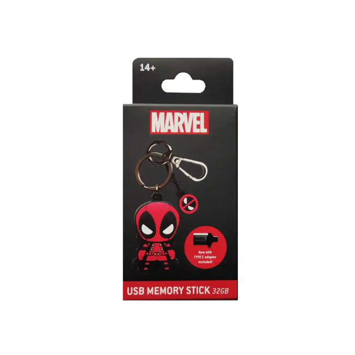Wondee Memoria USB Deadpool 32GB Llavero Pendrive con Adaptador USB C 8