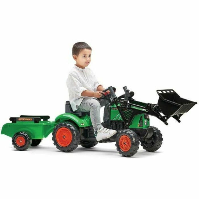 Falk Retroexcavadora con pedal Supercharger verde, con remolque extraíble, capota de apertura, volante con bocina, para niños 2-5 años 0 Falk Retroexcavadora con pedal Supercharger verde, con remolque extraíble, capota de apertura, volante con bocina, para niños 2-5 años 0
