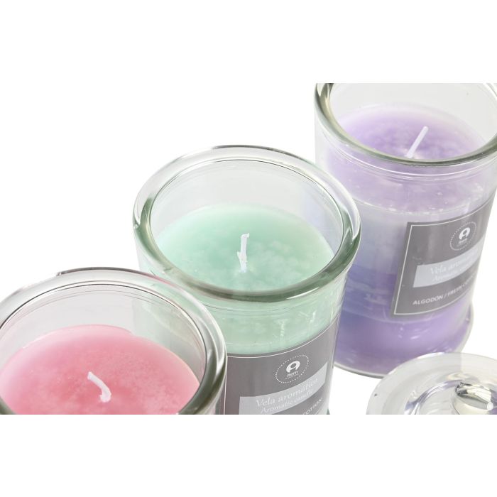 DKD Home Decor Vela Basicos de Cristal 256gr, 8x8x15 cm, 75h Duración, Colores Surtidos (Rosa Palo, Verde, Lila), 12 Uds. 1 DKD Home Decor Vela Basicos de Cristal 256gr, 8x8x15 cm, 75h Duración, Colores Surtidos (Rosa Palo, Verde, Lila), 12 Uds. 1