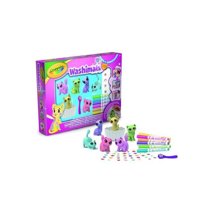 Crayola 74-7515 Washimals Pets Bañera Set de Juego con 6 Mascotas Pastel para Colorear y Lavar. Incluye Pegatinas Lavables. +3 años