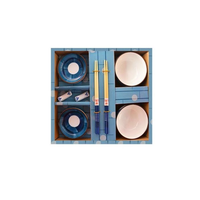 Sushi Oriental DKD Home Decor Azul Blanco 29.5 x 7.3 x 34 cm Set de 8