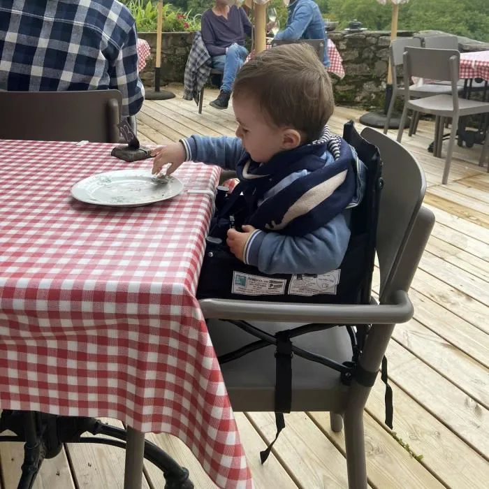 Bambisol Elevador de Bebé Portátil Convertible en Silla Infantil con Bandeja Extraíble, Plegado Rápido y Compacto con Bolsa de Transporte 5