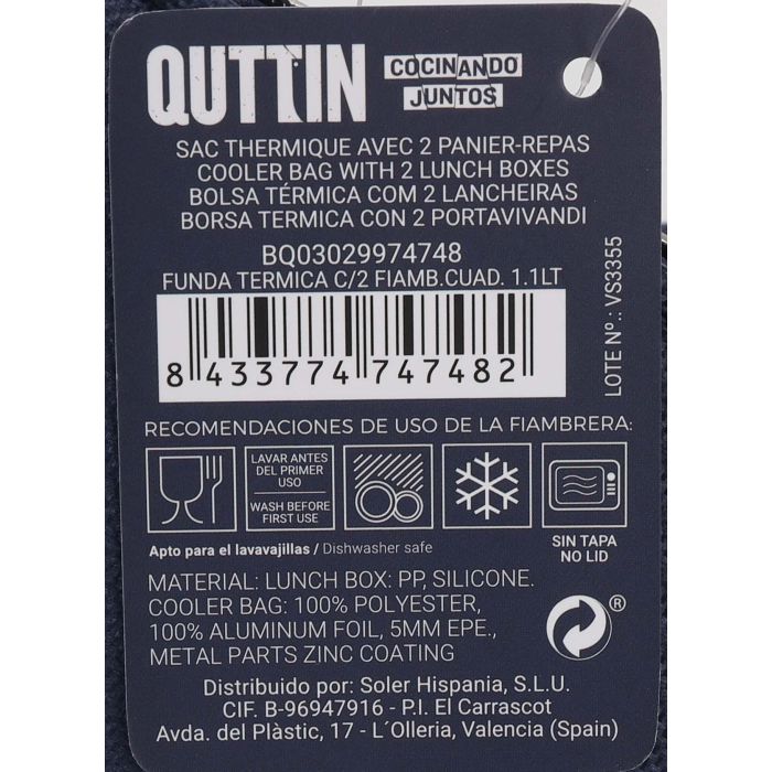 Funda Térmica para Fiambrera Cuadrada 1.1Lt Quttin - Pack de 2 (8 Unidades) 5 Funda Térmica para Fiambrera Cuadrada 1.1Lt Quttin - Pack de 2 (8 Unidades) 5
