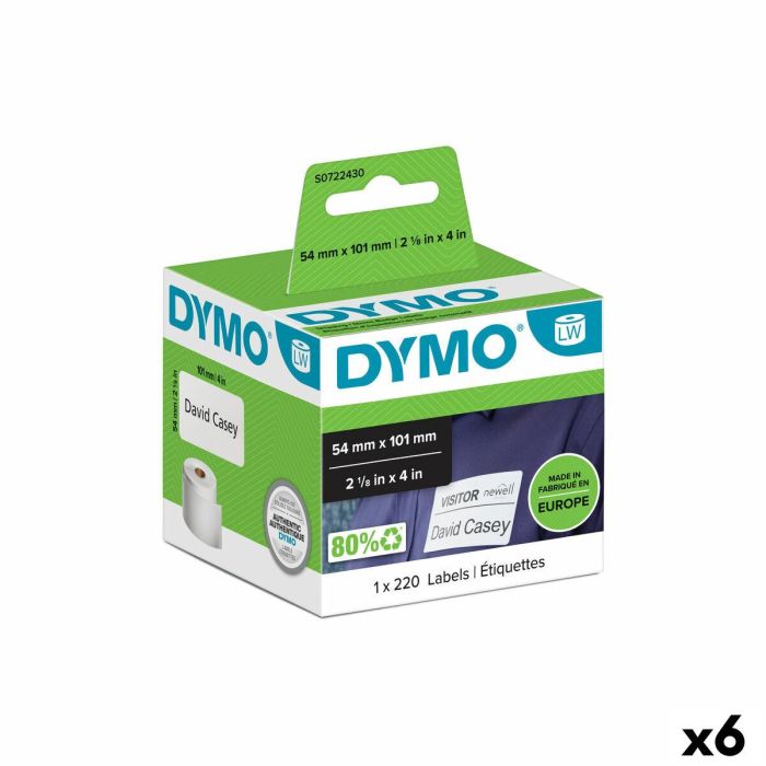 Etiquetas para Impresora Dymo 99014 54 x 101 mm LabelWriter™ Blanco Negro (6 Unidades) Etiquetas para Impresora Dymo 99014 54 x 101 mm LabelWriter™ Blanco Negro (6 Unidades)