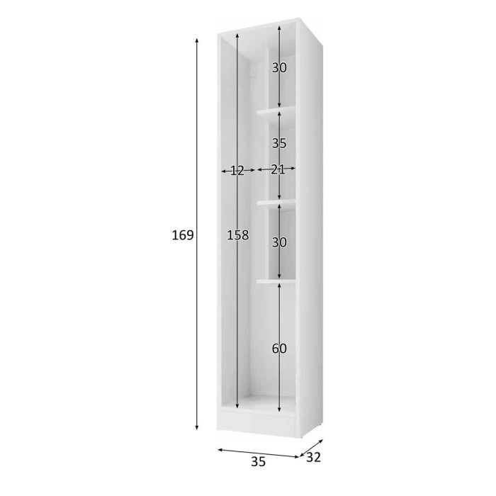 Armario Escobero Alexandra House Living Blanco Madera MDP 35 x 170 x 32 cm 1 puerta Reversible 1