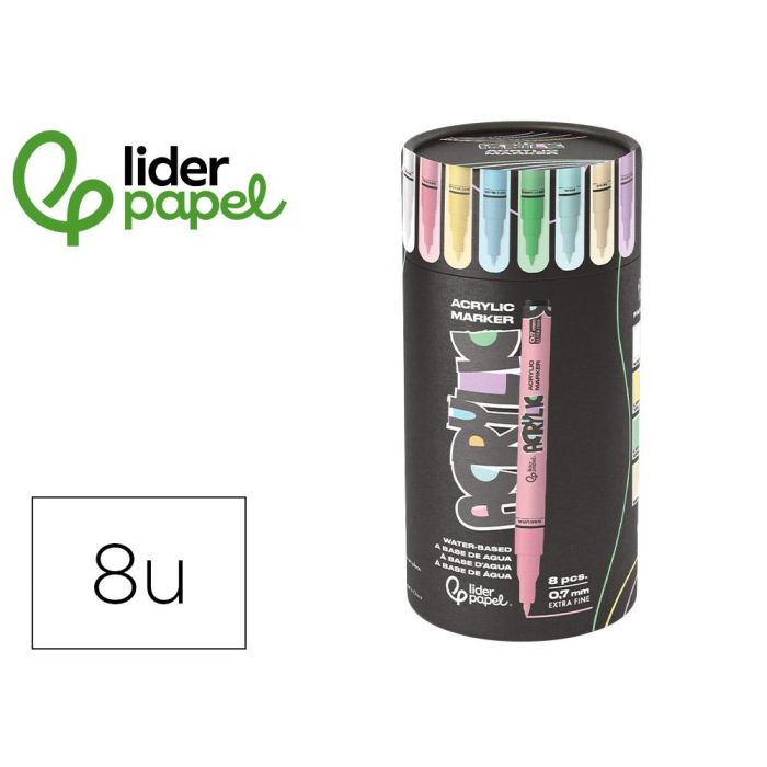 Rotulador Liderpapel Acrylic Base Agua Todo Tipo De Superficie Punta Fina 0,7 mm Caja De 8 Und Colores Pasteles Rotulador Liderpapel Acrylic Base Agua Todo Tipo De Superficie Punta Fina 0,7 mm Caja De 8 Und Colores Pasteles
