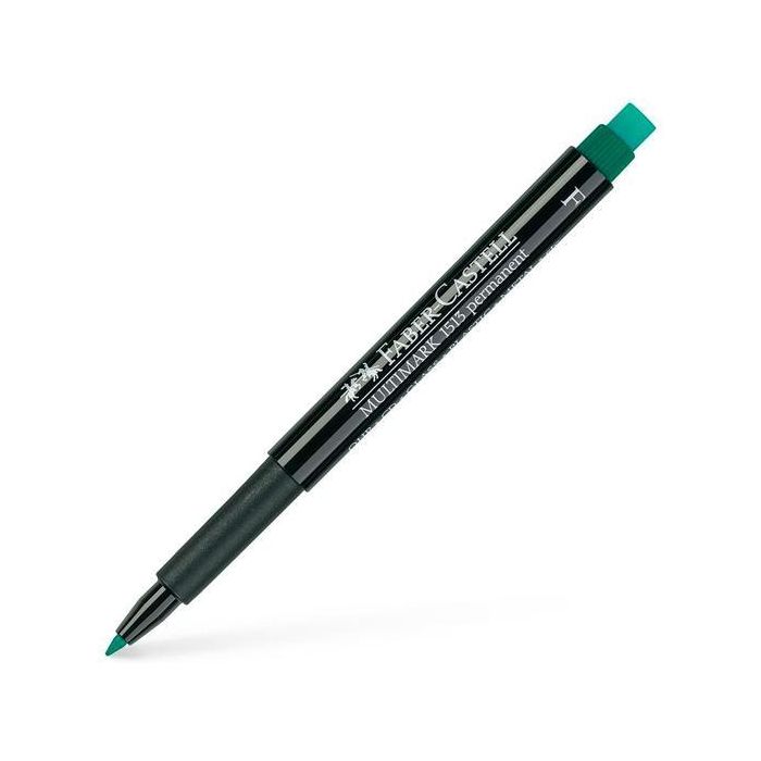 Faber Castell Rotulador Permanente Multifuncional Multimark F Con Goma Integrada Verde (10 Unidades) para Múltiples Superficies (10 Unidades)