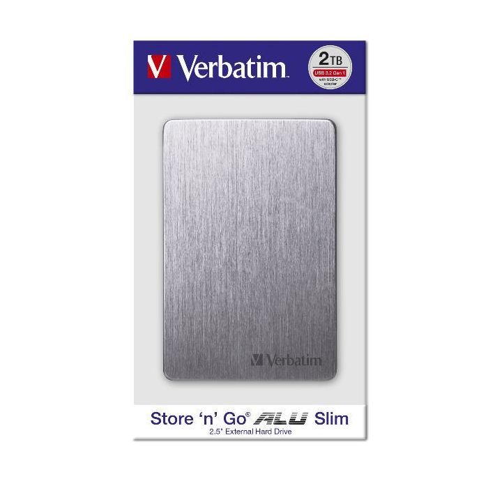 Verbatim Store'n'Go ALU Slim 2.5" 1TB USB 3.2 Disco Duro Externo Portátil Delgado, Carcasa de Aluminio 3 Verbatim Store'n'Go ALU Slim 2.5" 1TB USB 3.2 Disco Duro Externo Portátil Delgado, Carcasa de Aluminio 3