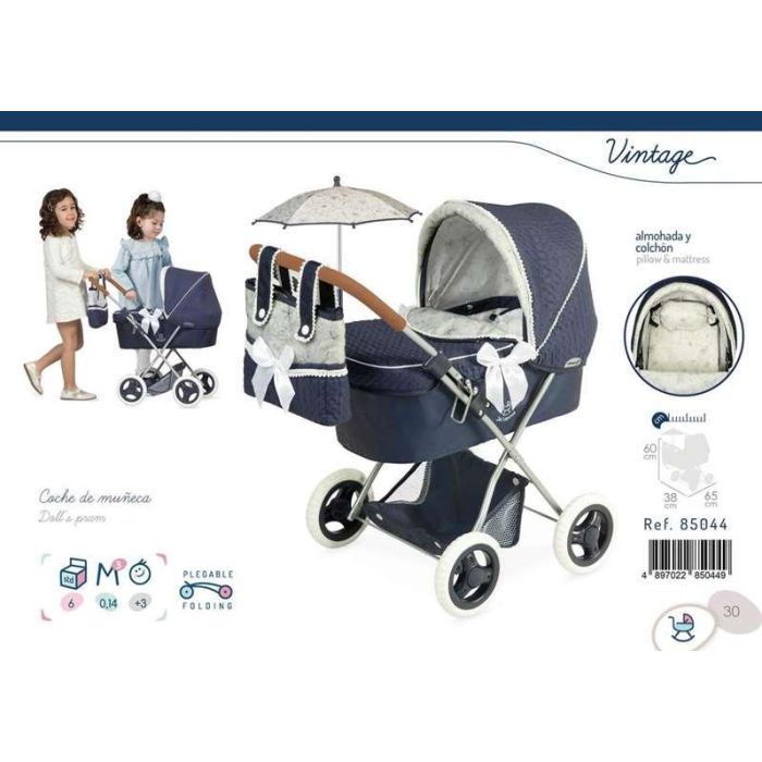 Decuevas Coche de Muñeca Plegable Vintage con Sombrilla 38x65x60cm 5