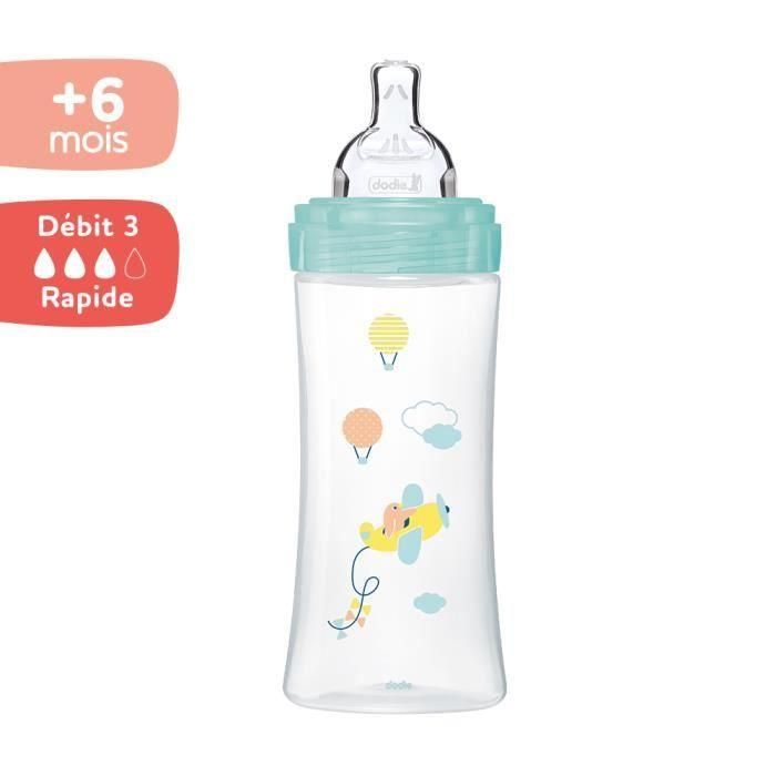 Dodie Sensation + Biberón 330ml con Tetina Plana Flujo Rápido, Sistema Anticólicos Doble Válvula, Aceptado por 95% Bebés 2