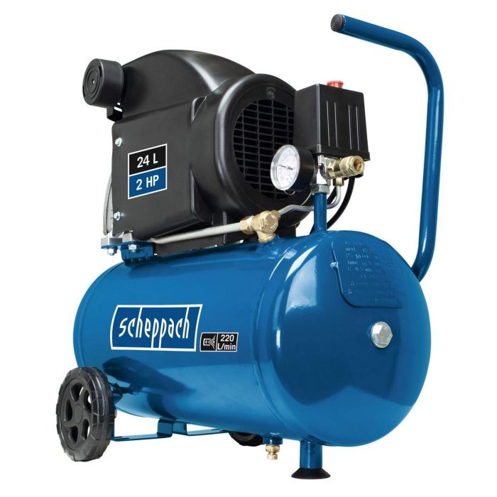 Scheppach HC26 Compresor de aire horizontal 24L 1500W 8 bares con 280ml aceite 4 Scheppach HC26 Compresor de aire horizontal 24L 1500W 8 bares con 280ml aceite 4