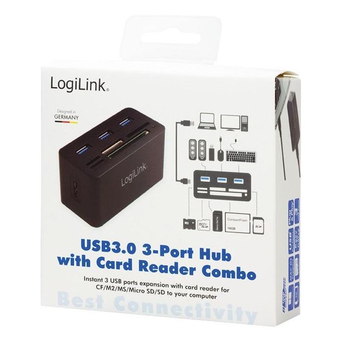 LogiLink CR0042 USB 3.0 HUB 3-Port 3x USB 3.0| All-in-One Kartenleser 4