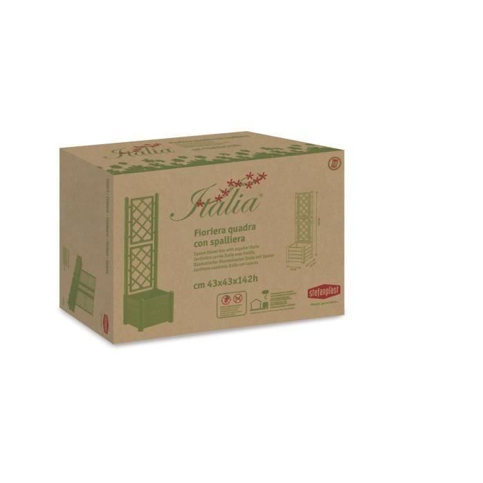 Stefanplast STE8003507801066 Jardinera cuadrada Italia con enrejado, 30L, Plástico, Antracita 4
