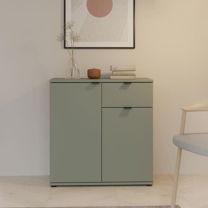 Mueble de almacenaje pequeño GANYMEDE GNMK222LU59 - Aparador 2 puertas, 1 cajón - Salvia - 80,1 x 34,1 x 82,3 cm 1 Mueble de almacenaje pequeño GANYMEDE GNMK222LU59 - Aparador 2 puertas, 1 cajón - Salvia - 80,1 x 34,1 x 82,3 cm 1