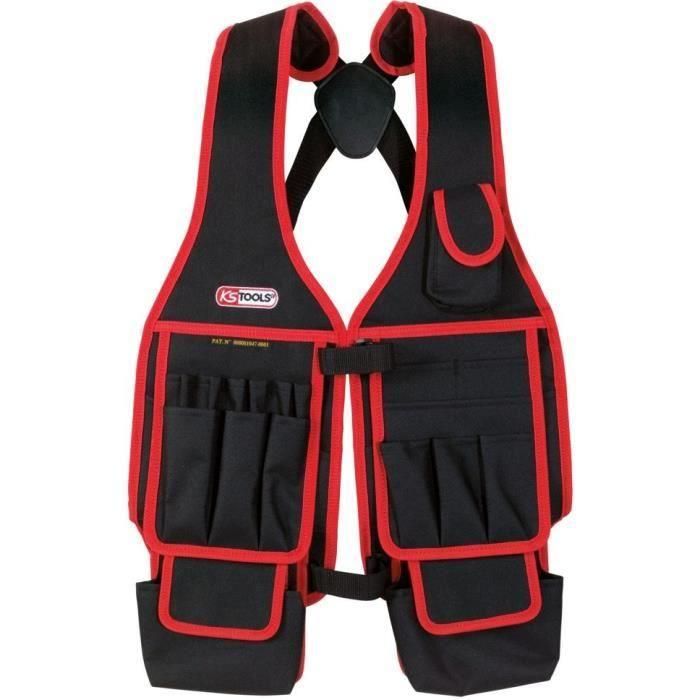 KS TOOLS Chaleco de Trabajo Multifuncional Poliéster con Bolsillo para Teléfono Talla Universal Ajustable